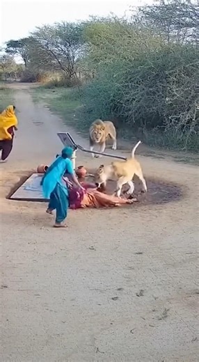 Hand Pump Par Pani Bhar Rahi Thi… Achanak Lion Attack 😱