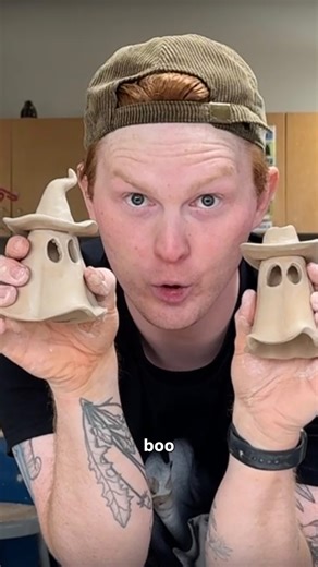 Benjamin Cahoon🏺Artist on Instagram: "ghosts are cuter when they wear hats!! 🧙🏼‍♀️👻🤠 Here’s how to make your own little clay ghost for spooky season. The best part is you don’t need a kiln since this works with air dry clay too. Consider this your beginner friendly DIY Halloween pottery tutorial and maybe the start of your very own ghost army. If you end up making one let me know me so I can see your new spooky friend!!! #pottery #ceramics #fallcraft #halloweencrafts #diy #beginnerpottery"