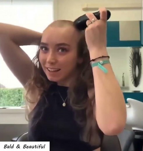 Beautiful brunette girl self headshave