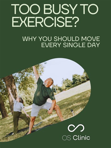 Your weekly exercise plan is missing one key component. Our specialists break down the non-negotiable formula: daily steps, aerobic fitness, and the crucial role of resistance training for maintaining bone density and muscle mass as you age. Move smarter, not just more. 📞 Call 020 7046 8000 📩 Email info@os.clinic 💬 Message us today to arrange an appointment or find out more #ClinicianLed #OSExperience #WorldClassCare