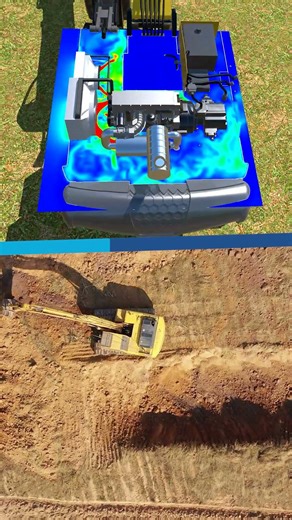 Inside a Digger Engine 🔍 See the Simulation at Work 🚜#Engineering #Simulation #Digger #CAD