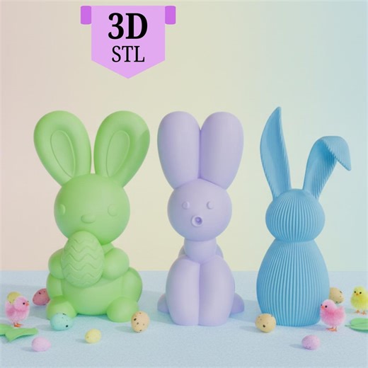 Easter Bunny STL Set | Rabbit Decor | 3D Printable Bunny Statues - Etsy