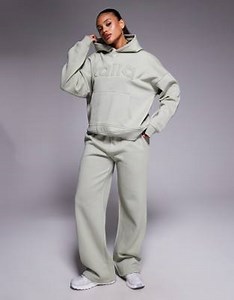 Kaiia oversized borg logo hoodie and joggers co-ord in sage green | ASOS