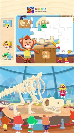 Dino Skeleton Song | Jigsaw Puzzle Games For Kids | Kiddopia #shorts