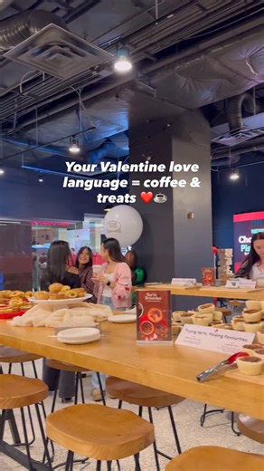 Julia | Content Creator & Model on Instagram: "Your Valentine love language = coffee & treats ❤️☕️ Who else can relate☺️? I had so much fun with Tim Hortons at their Valentine’s-inspired Tarts & Crafts event enjoying new beverages and treats🥰☕️ #valentines #coffee #desserts #treats #explorepages"