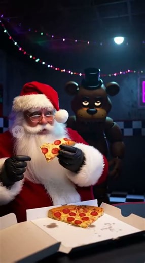 Santa is stuffing his face at Freddy pizzeria before the big day ￼￼ #funny #santa #fnaf