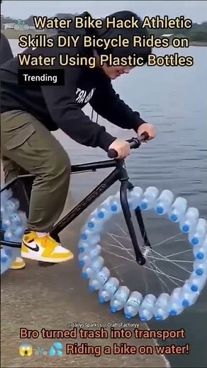🚲 Water Bike Hack Athletic Skills | DIY Bicycle Rides on Water Using Plastic Bottles