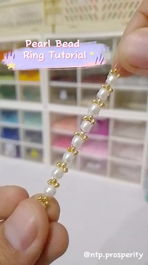 Pearl Bead Ring Tutorial #beadstutorial #beads #fyp #beadrings