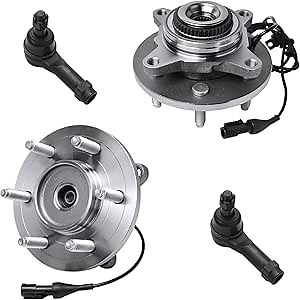 Detroit Axle - 4WD Front Wheel Bearing Hubs Kit for 2004-2008 Ford F-150 | Lincoln Mark LT [6 Stud] 2 Wheel Bearing Hubs Assembly 2 Outer Tie Rod End Links 2005 2006 2007 Replacement