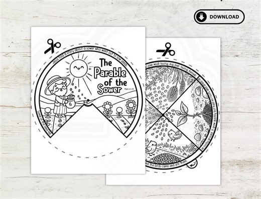 The Parable of the Sower Coloring Wheel, Coloring Wheel, Printable Bible Activity, Watercolor, Kids Bible Lesson, Sunday School, Mark 4:1-20 - Etsy UK
