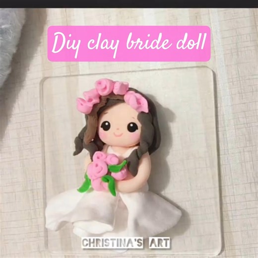 DIY Miniature Bride Clay Doll in White 🤍#diy #miniature #clay #clayart #airdryclay #bride #viral