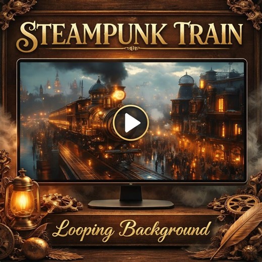 Steampunk Background Loop Video | Industrial Train Station Animation | Seamless Video Background for Streams and Edits - Etsy