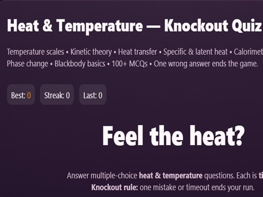 Play Physics: Heat Temperatuie Quiz | Free Online  Games. KidzSearch.com