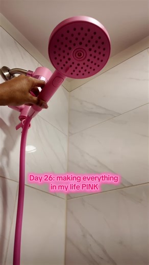 Day 26 of making everything in my life PINK. Pink shower head anyone? @sproos is where you can get it. #pink #pinkfinds #homedecor #bathroom #shower