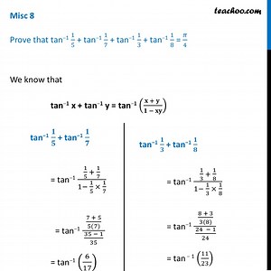 Question 1 - Prove tan-1 1/5   tan-1 1/7   tan-1 1/3   tan-1 1/8