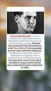 Hans-Joachim Marseille was one of Germany’s most gifted fighter pilots during World War II and became a legend of the North African campaign. Flying the iconic Messerschmitt Bf 109, he was nicknamed the “Star of Africa” for his unmatched skill, lightning-fast reflexes, and daring flying maneuvers. On September 1, 1942, Marseille achieved an extraordinary feat — shooting down 17 Allied aircraft in a single day, a record that stunned even his fellow Luftwaffe pilots. By the time of his de*th later
