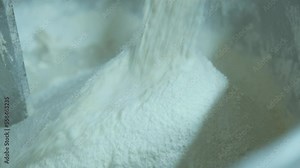 Flower Pouring Into The Bakery Mixer Machine