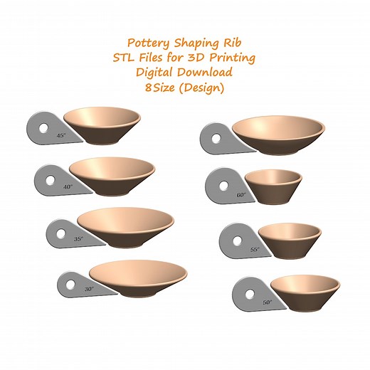 Pottery Shaping Rib Tool – 8 STL Files for 3D Printing | Digital Download for Clay & Ceramic Wheel Throwing | Bottom Undercut Forming Rib - Etsy