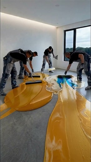Client wanted a $27,000 Mustard & Gold bedroom... 🤯☀️ #epoxyfloor #satisfying