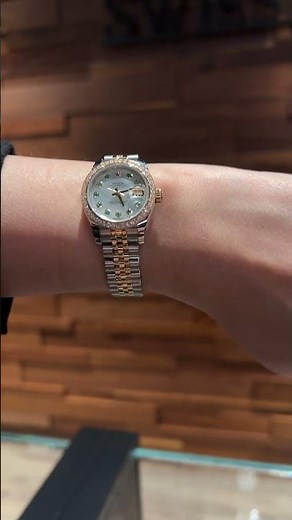 Rolex Datejust 26 Steel Yellow Gold Mother of Pearl Diamond Watch 179383 Wrist Roll | SwissWatchExpo