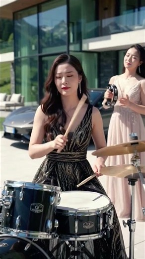 Watch 5 beautiful Chinese woman perform an emotional saxophone guitar drums melody surrounded by