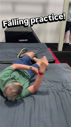 We practice falling safely in my parkour for seniors class