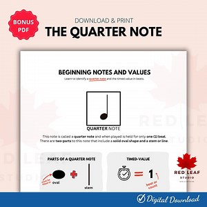 Quarter Note Music Theory Printable: Beginner Lesson (PDF) - Etsy