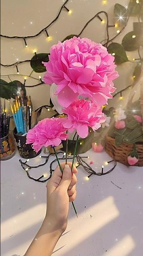 Diy pink rose🌷💐 | 😍Tissue paper flower | flower making from paper | how to make tissue flower