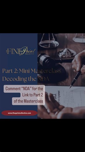 The Fine Print Collective on Instagram: "NDAs aren’t “just paperwork”—they’re one of the easiest places for hidden obligations to slip through. In Part Two of my NDA Mini Class, I’m breaking down exactly how to read them like a pro. Here’s what we’re covering 👇🏼 🔥 The Structure of a Real NDA What belongs in every standard NDA—and what should make you stop and re-read. 👀 Clauses You Must Pay Attention To Confidential info definitions, term, residuals, permitted disclosures, return/destruction
