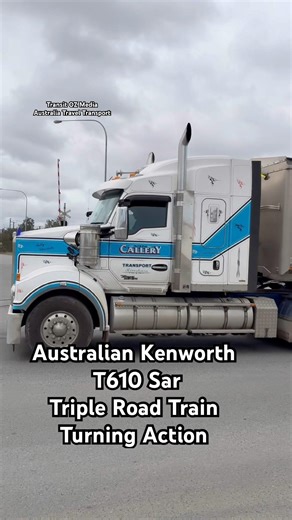 Australian Kenworth T610 SAR Triple Road Train Turning Action #roadtrain #truck #trucks