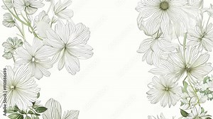 This Beautiful floral design with detailed line art of various flowers and foliage.