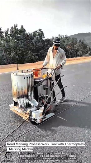 Road Marking Process Work Tool with Thermoplastic Marking Machine #worktool