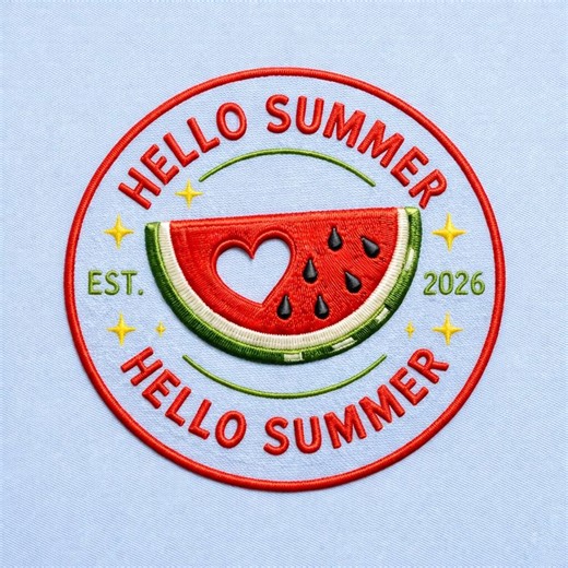 Watermelon Embroidery Design Summer Patch Fruit Badge Machine Pattern Retro Shirt Circle Logo - Etsy