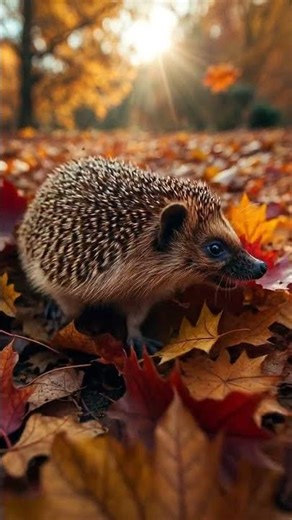 Hedgehog in the autumn forest #cutehedgehogs #babyhedgehog #cuteanimals
