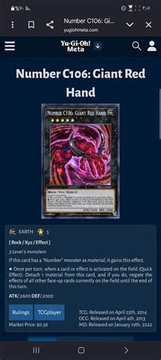 شرح بطاقات جينيسيس وحش(Number C106 Giant Red Hand)