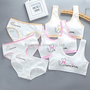 [Hot Item] 2PCS/Set Girls Underwear Suit Cotton Print Sports Bra Panties Underwear Sports Training Breathable Teen Girl Kids