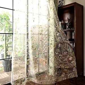 Vintage Birds Theme Sheer Curtains 84 Inch Long,Farmhouse Decorative Patio Door Sheer Drapes for Bedroom Living Room,1 Panel W50''x L84''