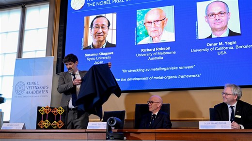 Nobel Prize in chemistry goes to discovery that could trap C02 and bring water to deserts