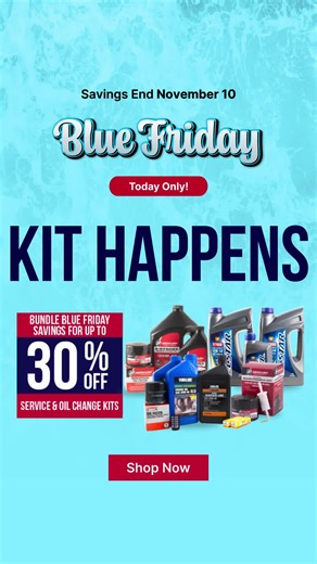 Today Only! Stack your Blue Friday coupon codes to save up to 30% OFF all kits—service, oil change, and gear lube kits included. Use Blue Friday codes for up to $75 OFF + Get Free Shipping over $99. Kit Happens—but savings like this don’t! Offer ends tonight. | PartsVu | Facebook
