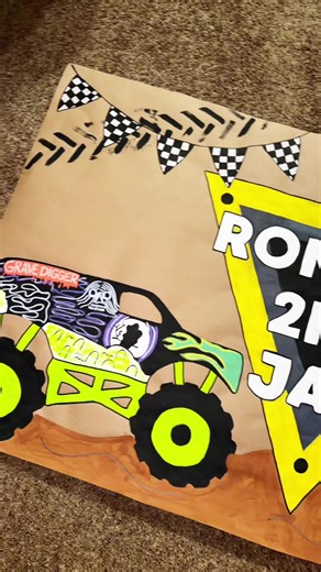 Monster Jam birthday banner #banner #paintings #monsterjam #monstertruck #fyp
