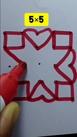 "Easy Daily Kolam for Beginners and kids| 5×5 Simple Rangoli Design | Traditional Kolam #shorts"