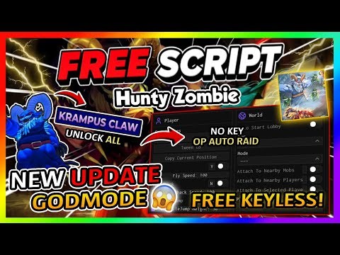 Hunty Zombie Script *NO KEY* - AUTOFARM, ITEM GIVER, GODMODE + More!