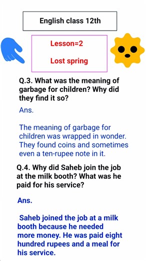 English class 12th lost spring question answer English class 12th #youtube #academy