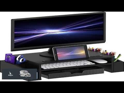 Simple Houseware Desk Monitor Stand Riser with Adjustable Organizer tray Black