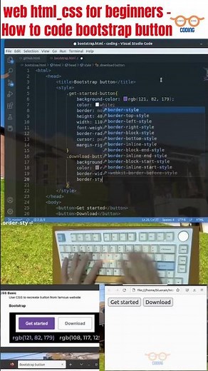Basic HTML CSS | How to Code a Bootstrap Button #shorts #html #css #htmlcss #beginners #asmr #button
