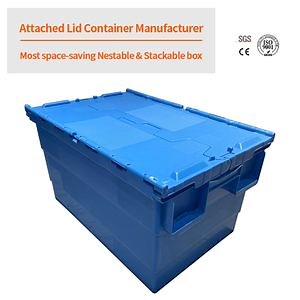 [Hot Item] Heavy Duty Stackable Food Grade Lockable Collapsible Plastic Tote Boxes with Attached Lids