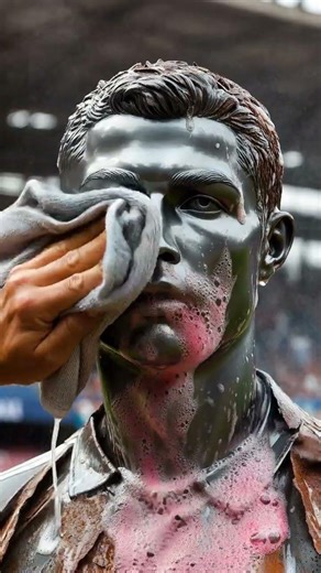 Cristiano Ronaldo Statue Cleaning is So Satisfying! 🐐🔥