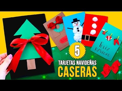 5 TARJETAS de NAVIDAD caseras fáciles para NIÑOS 🎄☃️❄️ MANUALIDADES navideñas fáciles