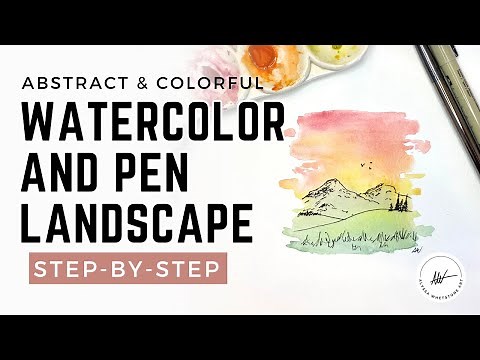 How to Paint an Easy and Loose Watercolor Landscape - Colorful Pen and Watercolor Tutorial