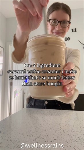 HOMEMADE CARAMEL COFFEE CREAMER ☕️✨ recipe below, but COMMENT “CARAMEL” i’ll send it straight to your inbox 🙌🏻 skip the seed oils, fake flavors, carrageenan other additives in store bought caramel creamers and make your own with 4 simple ingredients YOU NEED (use organic ingredients when possible) * 1 c half half * 1/4 c maple syrup * 1/2 tsp vanilla * generous pinch of sea salt WHAT TO DO - add all ingredients into a mason jar mix well to combine pour over your favorite hot or iced coffee enj